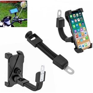 Motorrijwiel Telefoon Motorcycle Phone Holder Mount Universele Mobiele Telefoon Houder Beugelstandaard voor Motorfiets, Scooter, Motor Installeer op Handelbar Spiegelbasis, Verstelbaar Geschikt voor 4 ""tot 7"" Smartphones, 360 graden rotatie