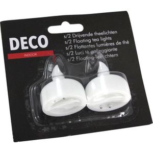 Theelicht wit drijvend led 2 st