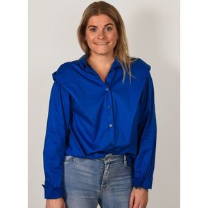 Kirsten blouse | Blouse dames | Kent kraag | Pof schouders | Chique | Vrouwelijk | Kleur Blauw | Maat M