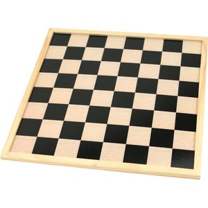 Longfield Schaak en Dambord - Dubbelzijdig Houten Speelbord - 40 x 40 cm - Voor Kinderen en Volwassenen