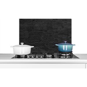 Spatscherm keuken 70x50 cm - Kookplaat achterwand Stenen - Zwart - Muur - Muurbeschermer - Spatwand fornuis - Hoogwaardig aluminium