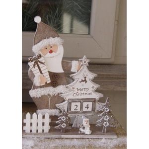 Xmas kalender kerstman met kerstboom hout 22 cm | kerstdecoratie | TCL-310682 | La Galleria