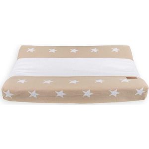 Baby's Only Gebreide baby aankleedkussenhoes - Waskussenhoes - Overtrek verzorgingskussen Star - Beige/Wit - 45x70 cm