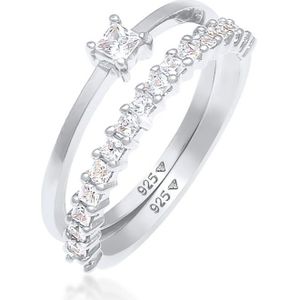 Elli Dames Ring Dames Solitaire Engagement Infinity met Zirconia Kristallen in 925 Sterling Zilver Verguld
