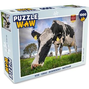 Puzzel Koe - Gras - Boerderij - Natuur - Legpuzzel - Puzzel 1000 stukjes volwassenen