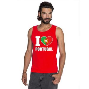 Rood I love Portugal supporter singlet shirt/ tanktop heren - Portugees shirt heren M