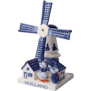 Decoratiebeeld Molen - Kissing couple - Delfts blauw