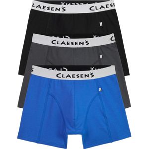 Claesen's Basics normale lengte boxer (3-pack) - heren boxer - grijs - licht blauw - zwart - Maat: S