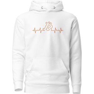 Bitcoin Heart Beat - Bitcoin Hoodie - Unisex - Kleur Wit - Maat 2XL | Bitcoin cadeau| Crypto cadeau| Bitcoin Trui| Crypto Trui| Crypto Hoodie| Bitcoin Hoodie| Bitcoin Merch| Crypto Merch| Bitcoin Kleding| Crypto Kleding