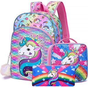Kinderrugzak - Peuters - Schooltas - 3D Tas - Basisschool - Unicorn Backpack - Backpack - met pennenetui en lunchtasje - 3in1 - Roze