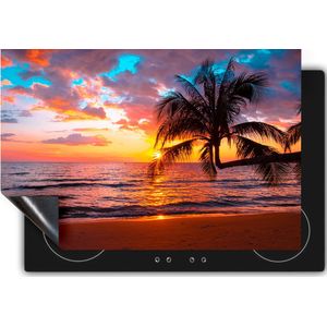 Chefcare Inductie Beschermer Tropisch Strand tijdens Zonsondergang - 75x52 cm - Afdekplaat Inductie - Kookplaat Beschermer - Inductie Mat