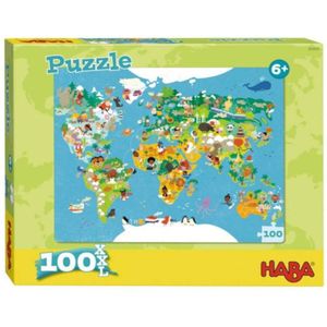 Haba Kinderpuzzel Wereldkaart 100 Stukjes
