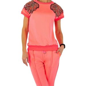 Dilena fashion Set 2 delig broek en shirts glamour summer koraal/roze