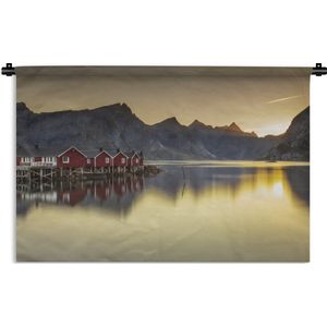 Wandkleed Lofoten eilanden Noorwegen - Zonsopkomst op de Lofoten Wandkleed katoen 90x60 cm - Wandtapijt met foto
