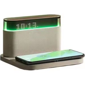 Wekker -Draadloze Bluetooth Speakers Thuis Android/Iphone 15W Draadloze Oplader Led Klok/Wekker Touch Soort Kleine nachtlampje Digitale wekker met - instelbare helderheid - 12/24 uur