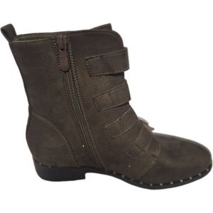 LUCKYSHOES-4 GESPEN BOOTS-LEDERLOOK-STUDS LANGS ZOOL-EXTRA ZIJRITS-37