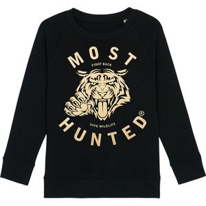 Most Hunted - kinder sweater - tijger - zwart - goud - maat 152/164