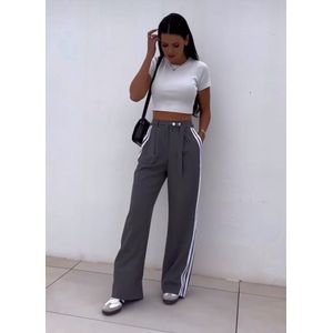 Chic straight pants with striped band - Gestreepte Casual Sportive Must-have Broek