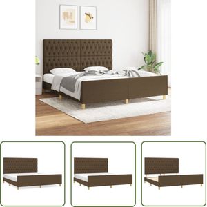 The Living Store Bed Frame - donkerbruin - 203 x 186 x 118/128 cm - verstelbaar hoofdeinde - multiplex lattenbodem - comfortabele ondersteuning - geschikt voor 180 x 200 cm matras