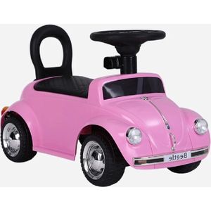 Volkswagen Beetle roze, loopauto met multimedia unit USB en MP3