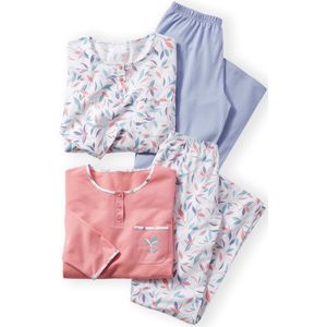 Damart - Set van 2 pyjama's in jersey, zuiver kamkatoen - Dames - Roze - 54-56 (XXL)