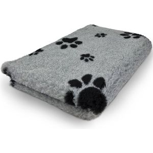 Topmast Vetbed - Antislip Hondenmat - Hondendeken - Benchmat - Puppykleed - Dierenmat - Grijs met Pootjes - 100 x 75 cm - Machine Wasbaar