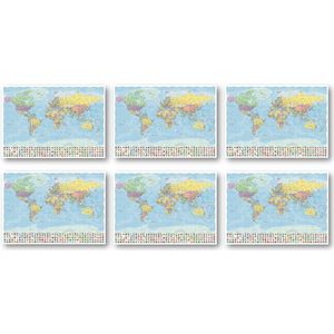 Ansichtkaarten set wereldkaart - Set van 50 luxe ansichtkaarten - Wereldkaart - Formaat 10.5 x 15 cm