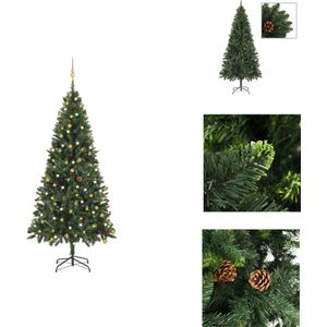vidaXL Kunstkerstboom - 210 cm - groen - levensecht - 300 LEDs - Decoratieve kerstboom