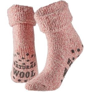 Apollo - Wollen sokken dames - Huisokken dames - Fashion Roze - Maat 35/38 - Huissok met anti slip - Fluffy sokken - Slofsokken - Warme sokken - Winter sokken