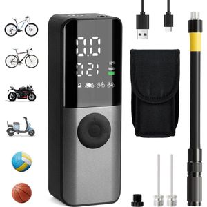 Elektrische Fietspomp Mini-luchtpomp Fiets 150PSI met Digitale Manometer- Fietspompen Elektrisch Oplaadbaar - Ventielaccessoires Racefiets Mountainbike E-bike Motorfiets