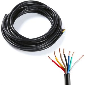 7 Polige Aanhangerkabel Rond - 12V Auto Verbindingskabel - 7 Aderig 0.65mm² - 12 Ampère - Voor Aanhangers Caravan LED Achterlichten - Robuuste Kabel Voor Elektrische Verbinding