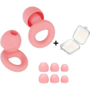 BMJ Trading® - Oordopjes Sport - Earplugs Quiet - Reizen - Overprikkeling - Earplugs - Roze - SNR 26 dB Demping - Inclusief Opbergdoosje - Festival Oordopjes - Herbruikbare Gehoorbescherming - Siliconen voor Slaap en Gevoeligheid - 8 Dop