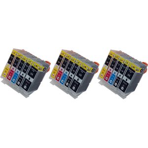 KATRIZ® huismerk inkt voor Canon 3X PGI5XLBK + 3X CLI8XLBK + 3X CLI8XL Cyaan + 3X CLI8XL Magenta + 3X CLI8XL Geel (15stuks)  - Met chip