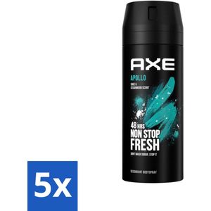 Axe - Deodorant Bodyspray - 48hrs Fresh - Apollo - Sage & Cedarwoord - 150 ml - Bulkverpakking - 5 stuks