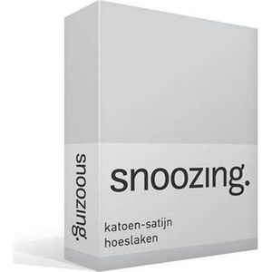 Snoozing - Katoen-satijn - Hoeslaken - Lits-jumeaux - 160x200 cm - Grijs