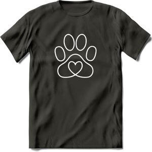 Love Paw - Katten T-Shirt Kleding Cadeau | Dames - Heren - Unisex | Kat / Dieren shirt | Grappig Verjaardag kado | Tshirt Met Print | - Donker Grijs - S