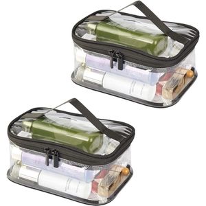 Reistoilettas, 2-pack cosmetische tas voor het opbergen van make-up, zwart.