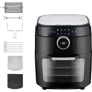 Dsp Kb2089 Airfryer oven - Hetelucht friteuse - 12 liter - 8 programma's - 5 accessoires - 80 tot 200°C - 1700 watt - Zwart