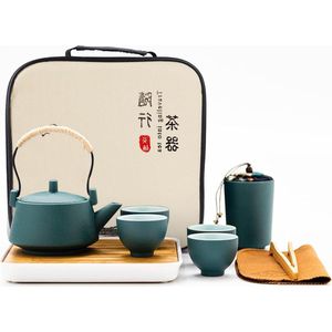 Theepot Japanse groene theeservies voor volwassenen - Draagbaar Kung Fu theeservies met bamboe dienblad