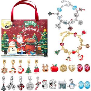 Xd Xtreme - Kerstmis advent kalender met armbanden en bedels - Do It Yourself sieraden - 2 armbanden - sneeuwpop - kerstman - kerstboom - cadeau - 22 bedels - kerst figuren - sieraden set - surprise box - verrassingset - verrassing