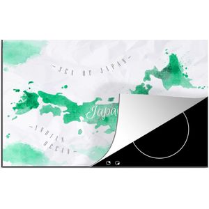 KitchenYeah® Inductie beschermer 80.2x52.2 cm - Wereldkaart - Groen - Windroos - Kookplaataccessoires - Afdekplaat voor kookplaat - Inductiebeschermer - Inductiemat - Inductieplaat mat