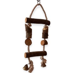 Karlie - Vogel speelgoed - houten ladder met touw en belletjes - 40 cm