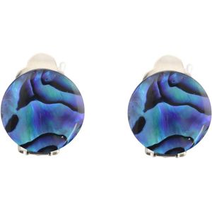 Behave Oorclips - clip oorbellen - abalone schelp - rond - 1.3 cm