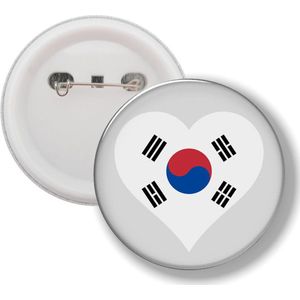 Button Met Speld - Hart Vlag Korea