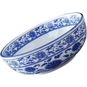 Blauwe keramische soepkom - 8 inch - Aziatische ramenkom - Chinese stijl - serveerschaal met populaire zoekwoorden Schalen set
