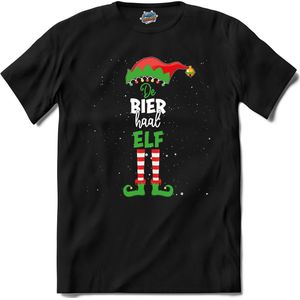 Foute kersttrui - Bier haal kerstelf - T-Shirt - Dames - Zwart - Maat XL