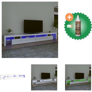 vidaXL TV Meubel - Middelgroot - Hoogglans Wit - 290 x 36.5 x 40 cm - Met RGB LED-verlichting - Kast - Inclusief Houtreiniger en verfrisser