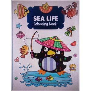 Kinder kleurboek dieren / tekenboek ""zeedieren / sea life"" (vissen, krab, pinguïn, schelpen, haai) in het water / zee bodem, creatief kleuren en tekenen (vakantie / cadeau idee verjaardag!)