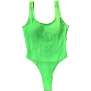Neon Groene Ribbel Badpak voor Vrouwen - Zwemkleding - Bikini - Dames