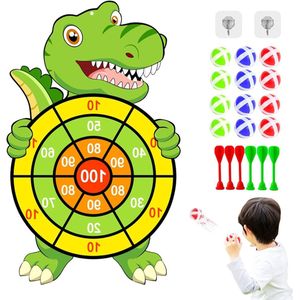 Hangend Dinosaurus Dartbord voor Kinderen - 73 cm - Met 12 Kleverige Ballen, 6 Darts en 2 Haken - Binnen en Buiten Feestspelletjes Dartbord